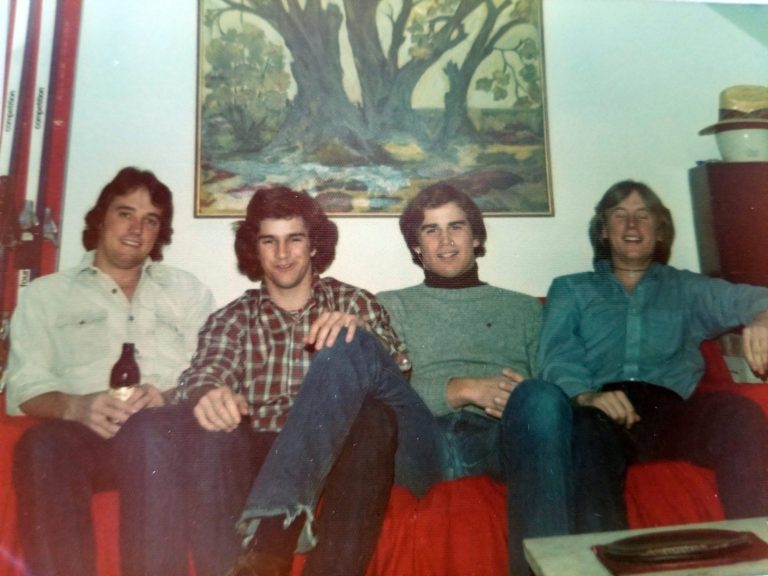 Benemann and friends on a couch in 1977