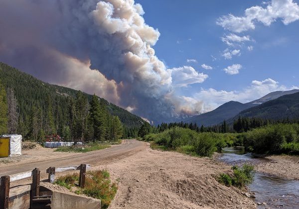 Smoke billows from the Cameron Peak fire north of Rocky Mountain National Park in 2020.